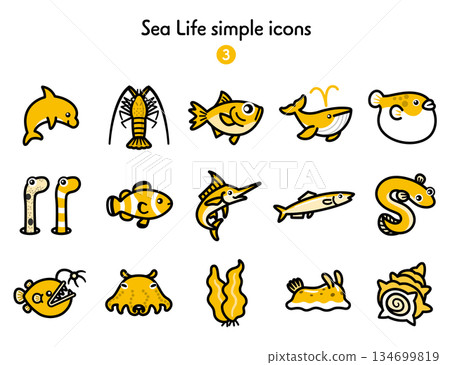 Simple icon sea creatures 3 134699819