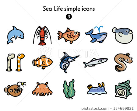 Simple icon sea creatures 3 Simple icon sea creatures 3 134699821