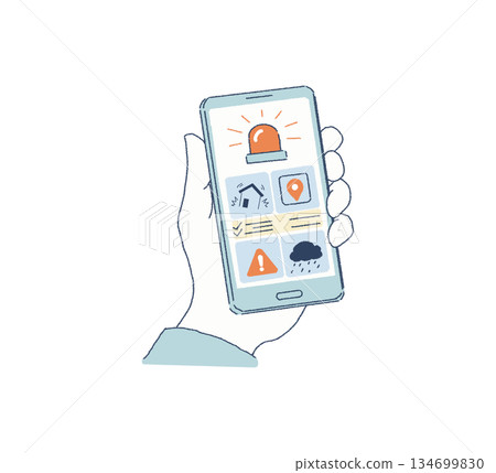 Check the disaster prevention app on your smartphone Check the disaster prevention app on your smartphone 134699830