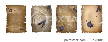 Old paper letters set with ink stains Old paper letters set with ink stains 134700053