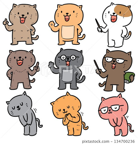 vector set of cat cartoon 134700236