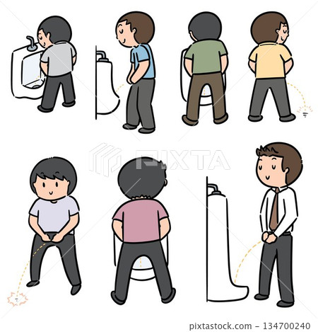 vector set of man peeing 134700240