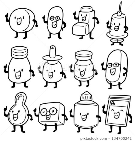 vector set of medicine cartoon 134700241