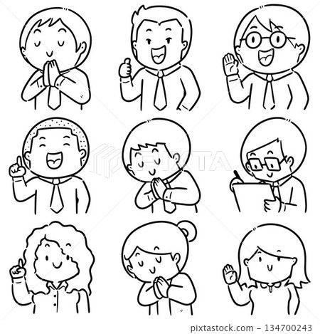 vector set of office worker 134700243