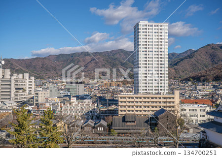 從舞鶴城公園眺望甲府市景及「Saints.25」塔樓公寓 [山梨縣甲府市] 134700251