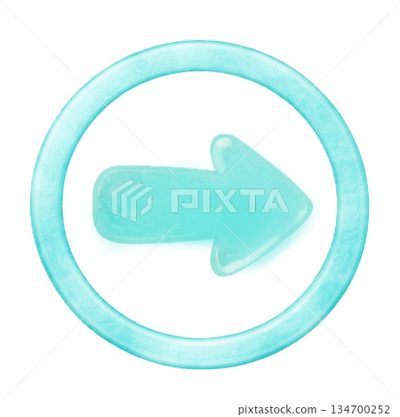 水彩風格的圓形箭頭圖標,蒂芬妮藍設計,象徵循環和更新,透明背景 水彩風格的圓形箭頭圖標,蒂芬妮藍設計,象徵循環和更新,透明背景 134700252