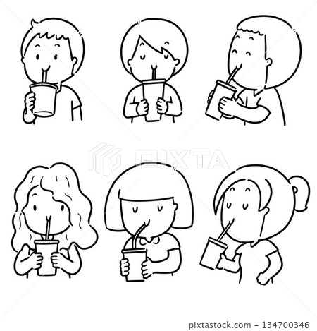 vector set of people drinking 134700346