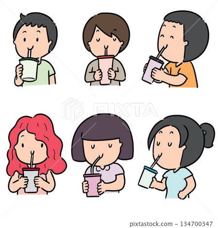 vector set of people drinking 134700347