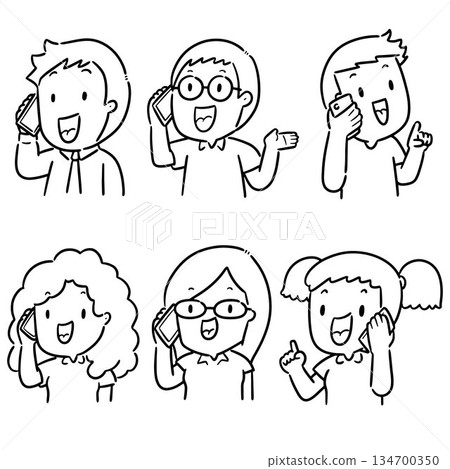 vector set of people using smartphone vector set of people using smartphone 134700350