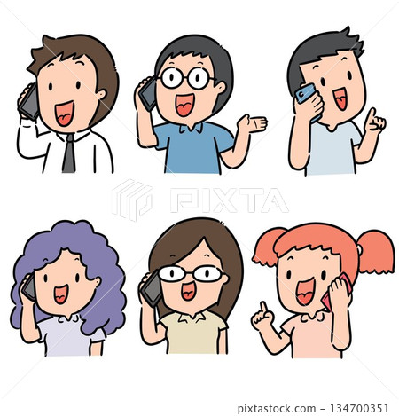 vector set of people using smartphone 134700351