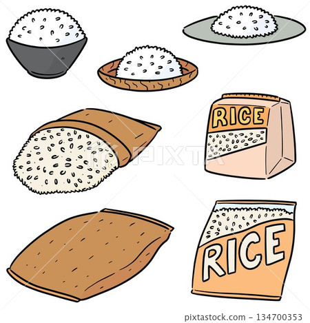 vector set of rice vector set of rice 134700353