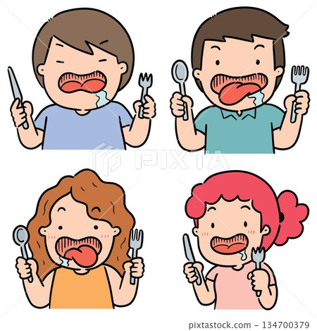 vector set of hungry people vector set of hungry people 134700379
