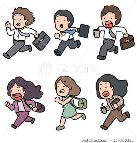 vector set of office worker hurry vector set of office worker hurry 134700383