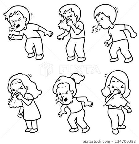 vector set of people sneezing vector set of people sneezing 134700388