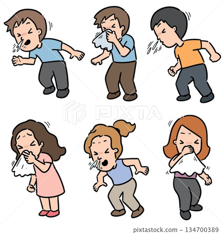 vector set of people sneezing vector set of people sneezing 134700389