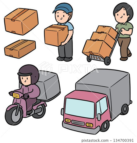 vector set of courier 134700391