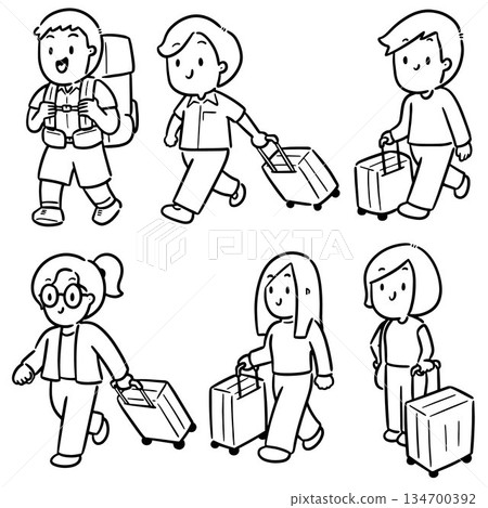 vector set of traveler 134700392