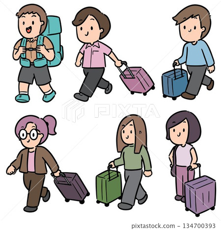 vector set of traveler 134700393