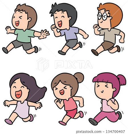 vector set of people running 134700407