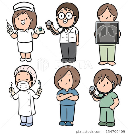 vector set of medical staff 134700409
