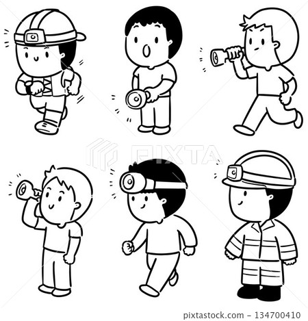 vector set of man using torch vector set of man using torch 134700410