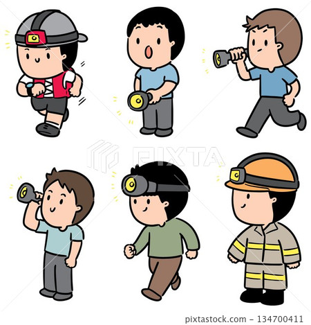 vector set of man using torch vector set of man using torch 134700411