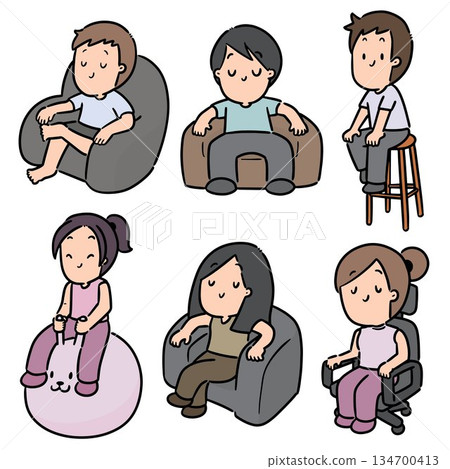 vector set of people sitting vector set of people sitting 134700413