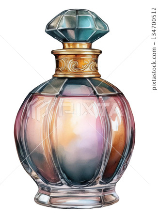 Perfume bottle illustration drawn with transparent watercolor Perfume bottle illustration drawn with transparent watercolor 134700512