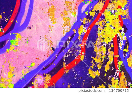 Abstract Neon Graffiti Texture with Yellow, Red, Purple, Pink Colors for Y2K and 90s Style 134700715