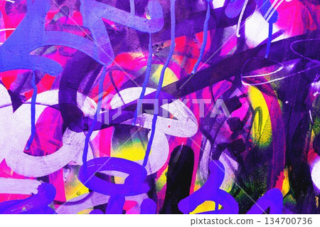 Vibrant Abstract Graffiti Art - Purple, Pink, Yellow, Black, Drip Effects for 90s, Y2K Urban Style Vibrant Abstract Graffiti Art - Purple, Pink, Yellow, Black, Drip Effects for 90s, Y2K Urban Style 134700736