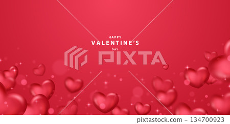 Valentine's Day background, beautifully decorated with heart shapes for the festival. Vector illustration. 134700923