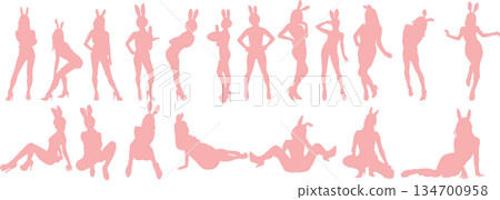 兔女郎剪影插畫集 134700958