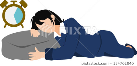 Illustration of a woman who doesn't get enough sleep Illustration of a woman who doesn't get enough sleep 134701040