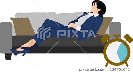 一幅睡眠不足的女性插圖 一幅睡眠不足的女性插圖 134701042