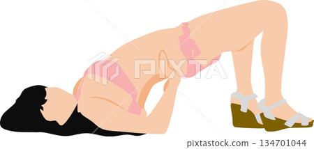 擺姿勢的女性剪影插圖 擺姿勢的女性剪影插圖 134701044