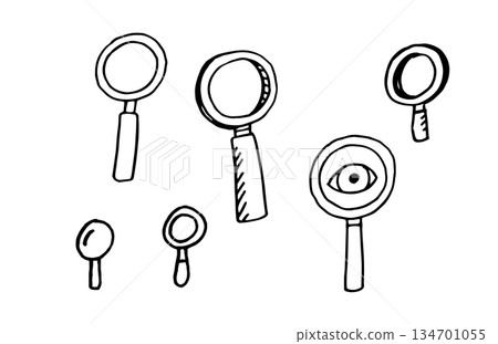Hand drawn magnifying glass doodle Hand drawn magnifying glass doodle 134701055