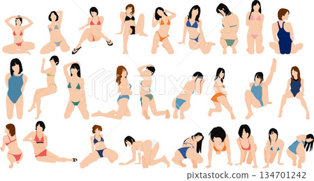 Posing female silhouette illustration set 134701242