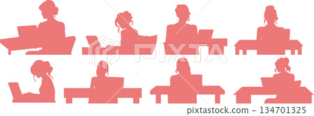 Illustration of a businesswoman doing office work 134701325