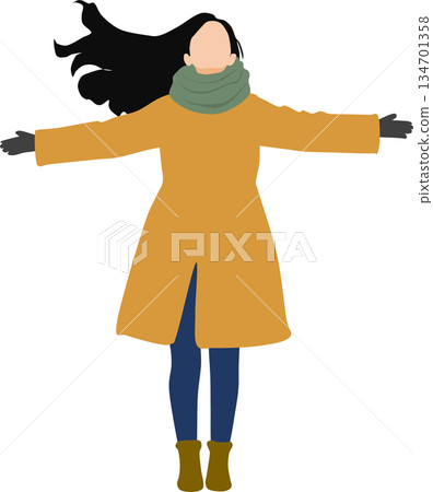 一個穿著外套的女人的插圖 134701358
