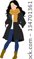 Illustration of a woman wearing a coat 134701361