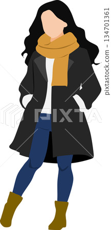Illustration of a woman wearing a coat 134701361