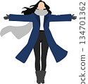 Illustration of a woman wearing a coat 134701362