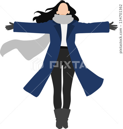 Illustration of a woman wearing a coat Illustration of a woman wearing a coat 134701362