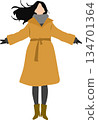 Illustration of a woman wearing a coat 134701364
