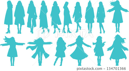 Illustration of a woman wearing a coat 134701366