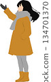 Illustration of a woman wearing a coat 134701370