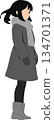 Illustration of a woman wearing a coat 134701371