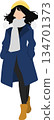 Illustration of a woman wearing a coat 134701373