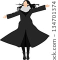 Illustration of a woman wearing a coat 134701374