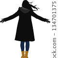 Illustration of a woman wearing a coat 134701375